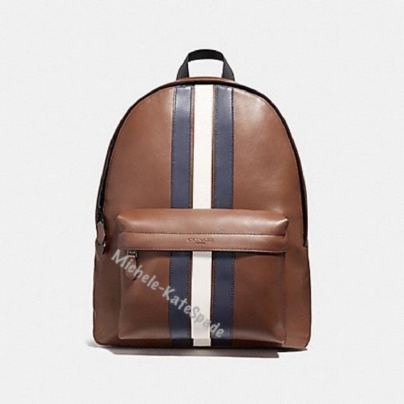 NWT COACH Charles In Varsity Leather Backpack - Picture 1 of 8